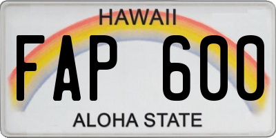 HI license plate FAP600