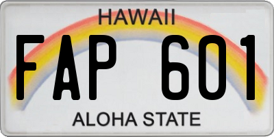 HI license plate FAP601