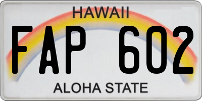 HI license plate FAP602