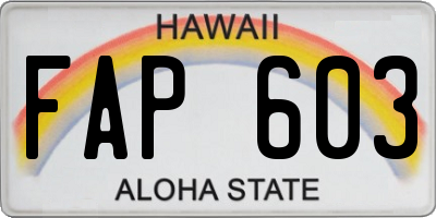 HI license plate FAP603