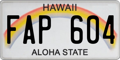 HI license plate FAP604