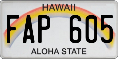 HI license plate FAP605