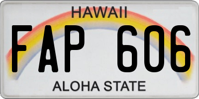 HI license plate FAP606