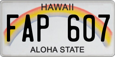 HI license plate FAP607