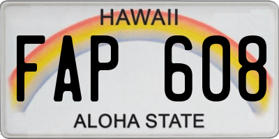 HI license plate FAP608