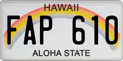 HI license plate FAP610