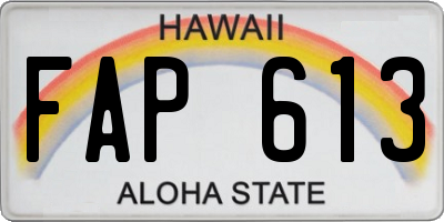 HI license plate FAP613
