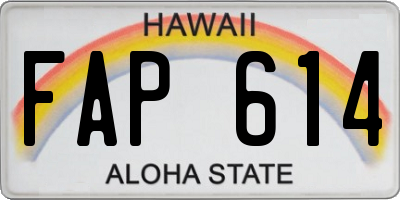 HI license plate FAP614