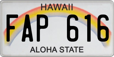 HI license plate FAP616