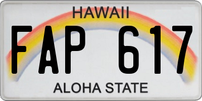 HI license plate FAP617