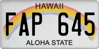 HI license plate FAP645