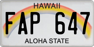 HI license plate FAP647