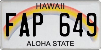 HI license plate FAP649