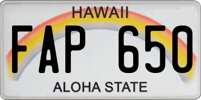 HI license plate FAP650