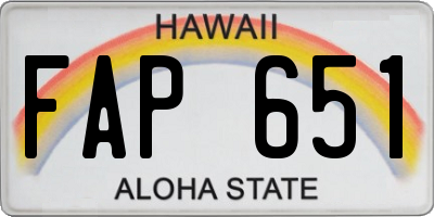 HI license plate FAP651