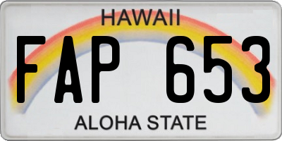 HI license plate FAP653