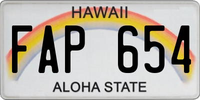 HI license plate FAP654