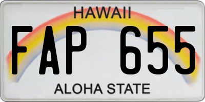 HI license plate FAP655
