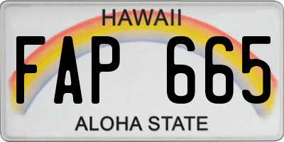 HI license plate FAP665