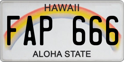 HI license plate FAP666
