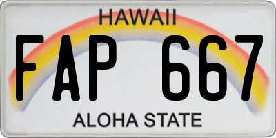 HI license plate FAP667