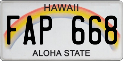 HI license plate FAP668