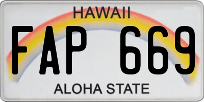 HI license plate FAP669
