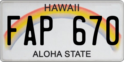 HI license plate FAP670