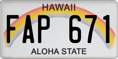 HI license plate FAP671