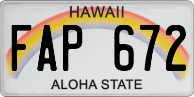 HI license plate FAP672