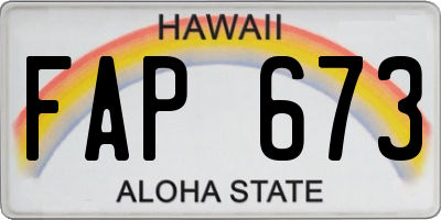 HI license plate FAP673