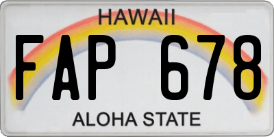 HI license plate FAP678