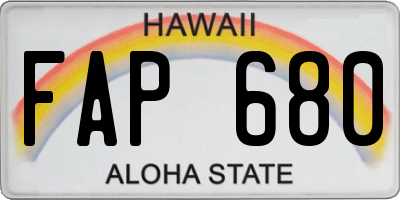 HI license plate FAP680