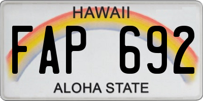 HI license plate FAP692