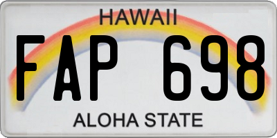 HI license plate FAP698
