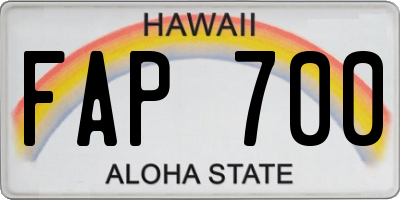 HI license plate FAP700