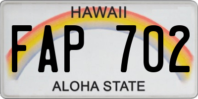HI license plate FAP702