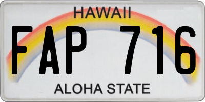 HI license plate FAP716