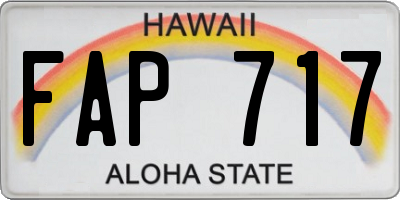 HI license plate FAP717