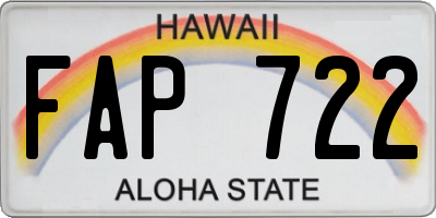 HI license plate FAP722