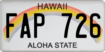 HI license plate FAP726