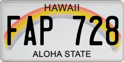 HI license plate FAP728