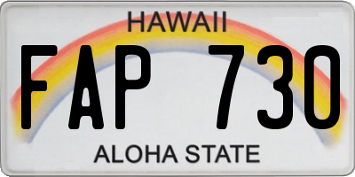 HI license plate FAP730