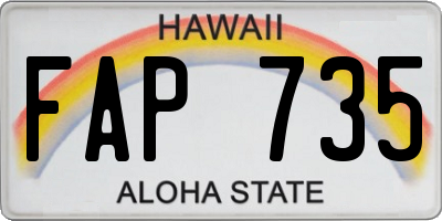 HI license plate FAP735