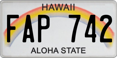 HI license plate FAP742