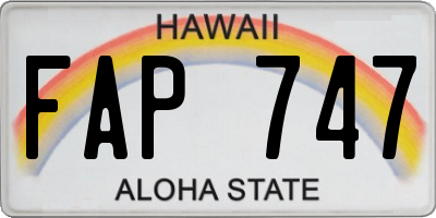 HI license plate FAP747