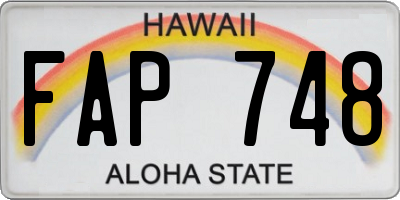 HI license plate FAP748