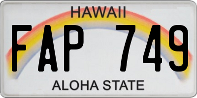 HI license plate FAP749