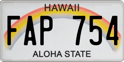 HI license plate FAP754