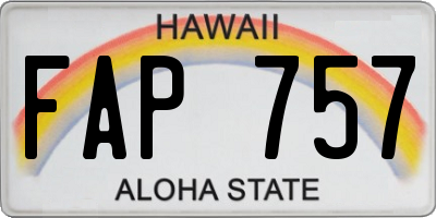 HI license plate FAP757
